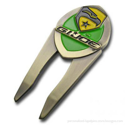 Fashion Golf Pitch Repair Divot Tools, Lacquered Colors And Antique Bronze Plated Finish